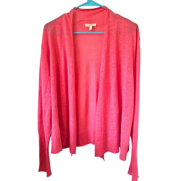 Eileen Fisher Linen Open Front Waterfall Cardigan Size XL Pink - Picture 1 of 4